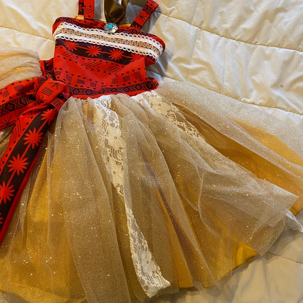 Charming Red and Gold Kids Moana Costume - Picture 4 of 7